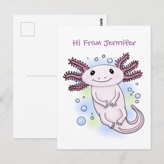 Belegend pink axolotl briefkaart (Voorkant / Achterkant)