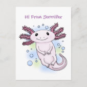 Belegend pink axolotl briefkaart (Voorkant)