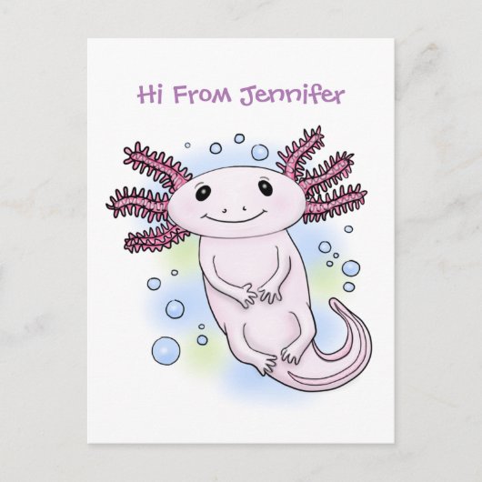 Belegend pink axolotl briefkaart (Voorkant)