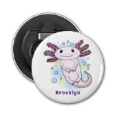 Belegend pink axolotl button flesopener (Voorkant)