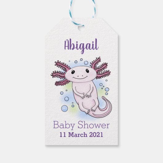 Belegend pink axolotl cadeaulabel (Achterkant)