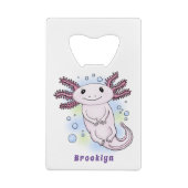 Belegend pink axolotl creditkaart flessenopener (Achterkant)