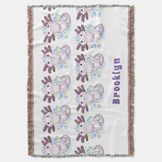 Belegend pink axolotl deken (Voorkant Verticaal)