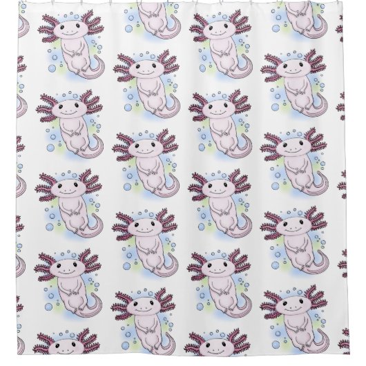Belegend pink axolotl douchegordijn (Voorkant)