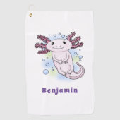 Belegend pink axolotl golfhanddoek (Voorkant)