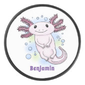 Belegend pink axolotl hockey puck (Voorkant)
