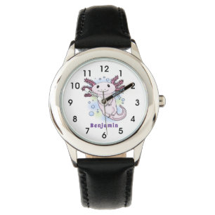 Belegend pink axolotl horloge
