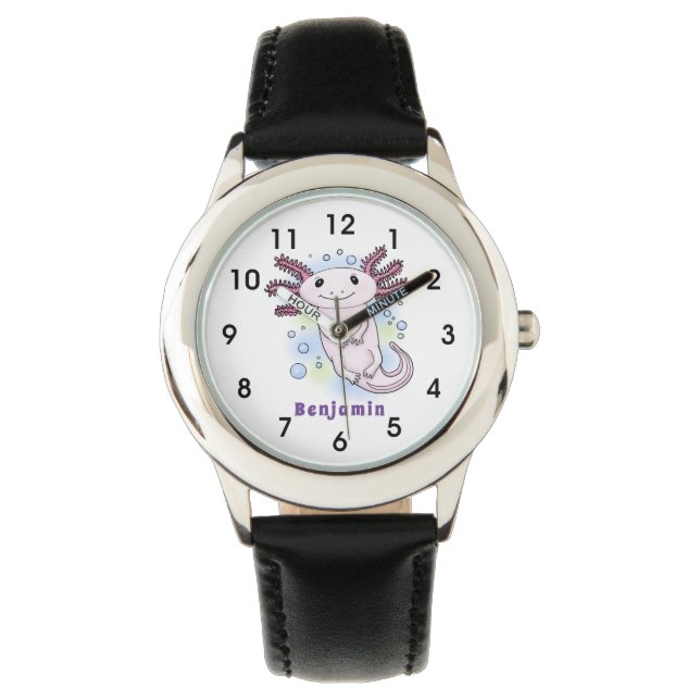 Belegend pink axolotl horloge (Voorkant)