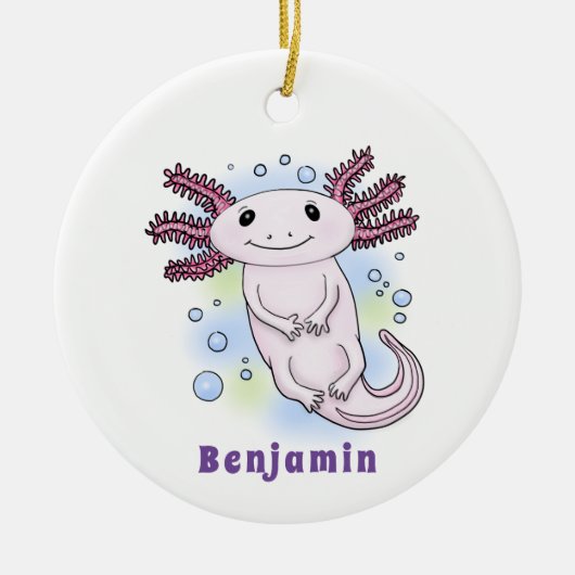 Belegend pink axolotl keramisch ornament (Voorkant)