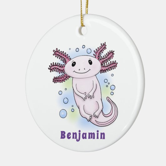 Belegend pink axolotl keramisch ornament (Links)