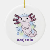 Belegend pink axolotl keramisch ornament (Achterkant)