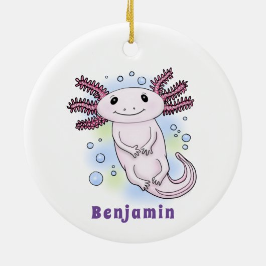 Belegend pink axolotl keramisch ornament (Achterkant)