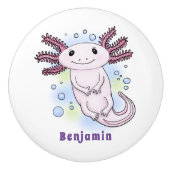 Belegend pink axolotl keramische knop (Voorkant)