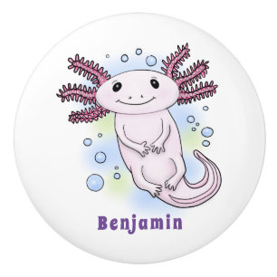 Belegend pink axolotl keramische knop