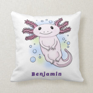 Belegend pink axolotl kussen