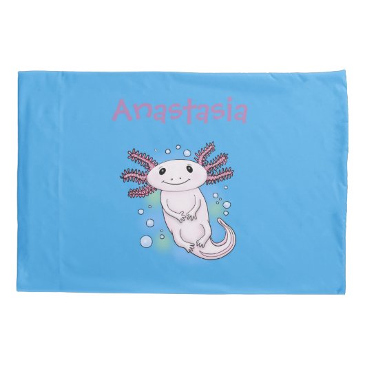 Belegend pink axolotl kussensloop (Achterkant)