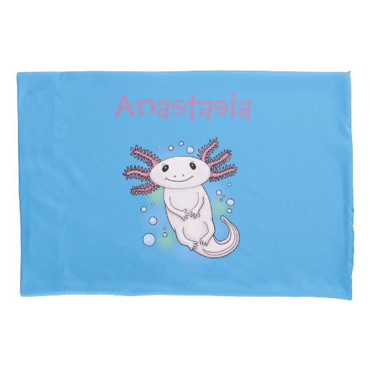 Belegend pink axolotl kussensloop (Voorkant)