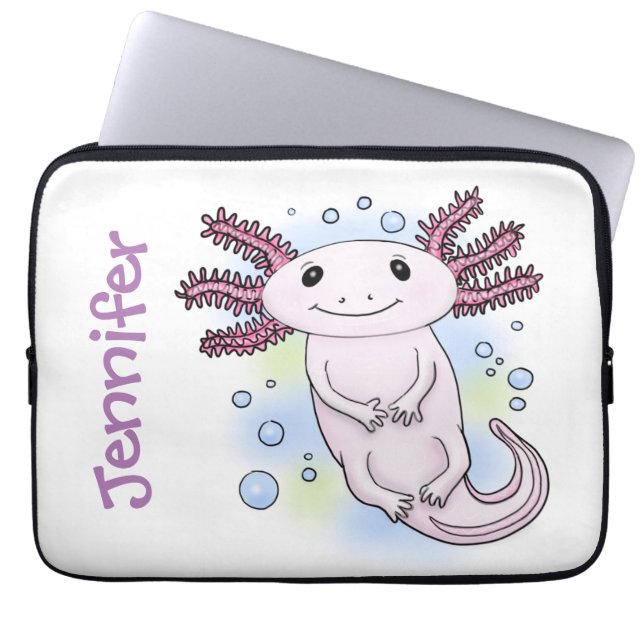 Belegend pink axolotl laptop sleeve (Voorkant)