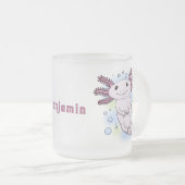 Belegend pink axolotl matglas koffiemok (Voorkant rechts)