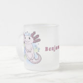 Belegend pink axolotl matglas koffiemok (Voorkant links)