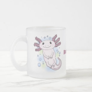Belegend pink axolotl matglas koffiemok