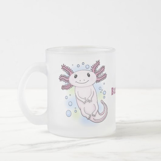 Belegend pink axolotl matglas koffiemok (Links)