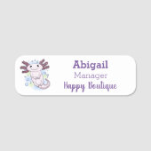 Belegend pink axolotl naamplaatje (Voorkant)