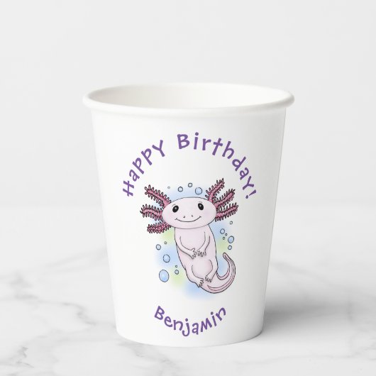 Belegend pink axolotl papieren bekers (Achterkant)
