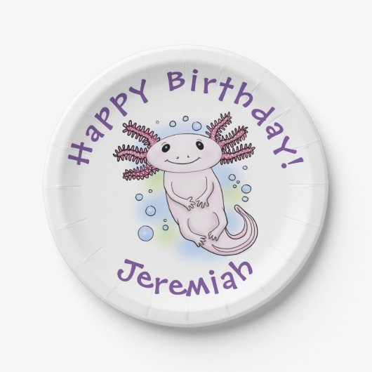 Belegend pink axolotl papieren bordje