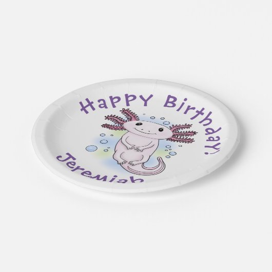 Belegend pink axolotl papieren bordje (Gekanteld)