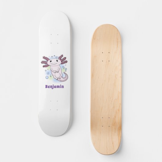 Belegend pink axolotl persoonlijk skateboard (Voorkant)