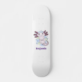 Belegend pink axolotl persoonlijk skateboard (Voorkant)