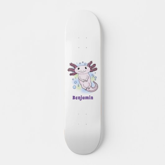 Belegend pink axolotl persoonlijk skateboard (Voorkant)