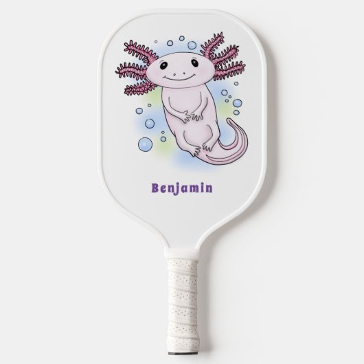Belegend pink axolotl pickleball paddle (Voorkant)
