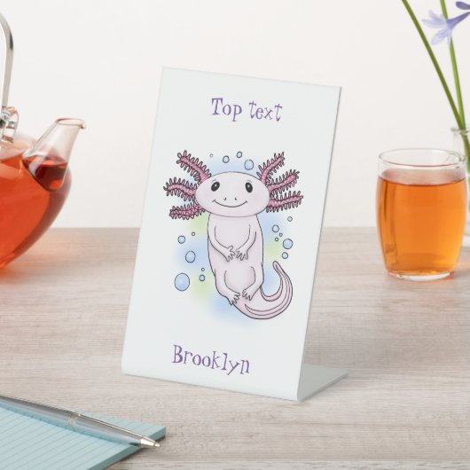 Belegend pink axolotl reclamebord met voetstuk (Insitu)