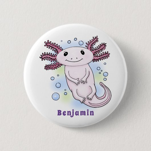 Belegend pink axolotl ronde button 5,7 cm (Voorkant)