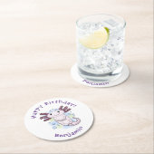 Belegend pink axolotl ronde kartonnen onderzetter (Insitu)