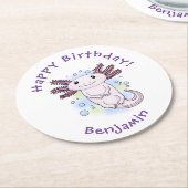 Belegend pink axolotl ronde kartonnen onderzetter (Gebogen)