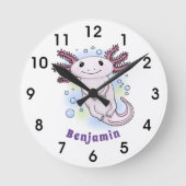 Belegend pink axolotl ronde klok (Voorkant)
