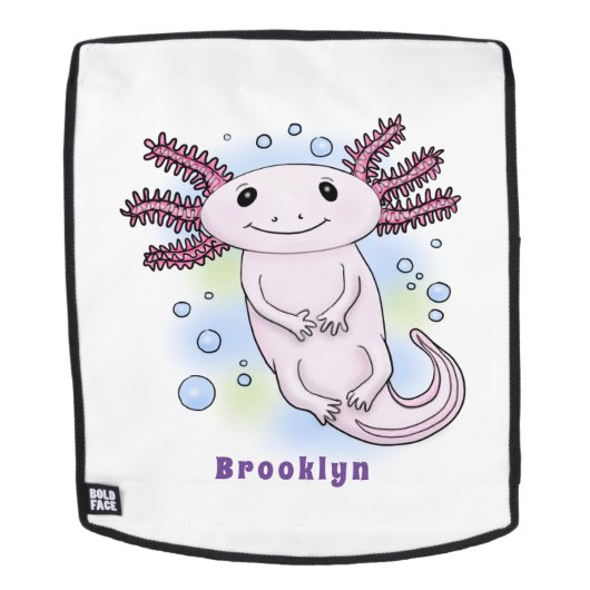 Belegend pink axolotl rugtassen (Verwijderbaar gezicht)