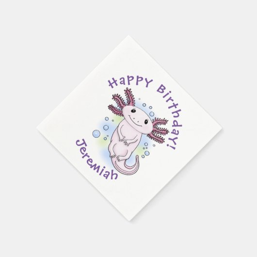 Belegend pink axolotl servet (Hoek)