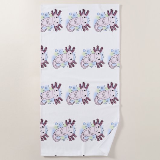 Belegend pink axolotl strandlaken (Voorkant)