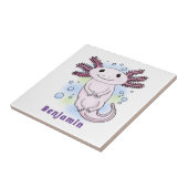 Belegend pink axolotl tegeltje (Zijkant)