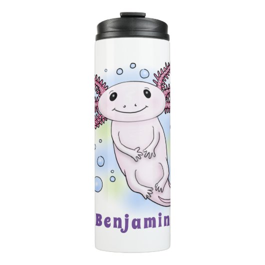 Belegend pink axolotl thermosbeker (Voorkant)