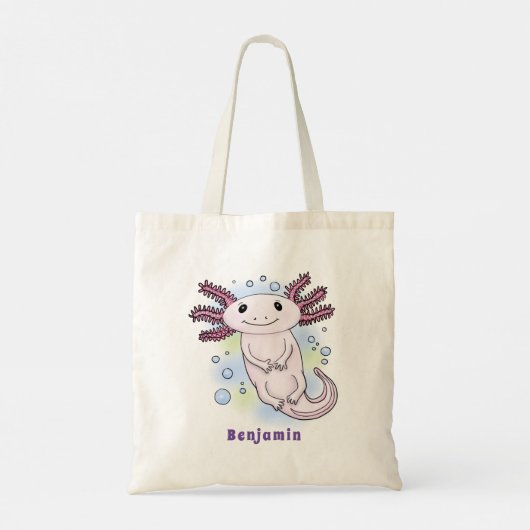 Belegend pink axolotl tote bag (Achterkant)