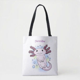 Belegend pink axolotl tote bag