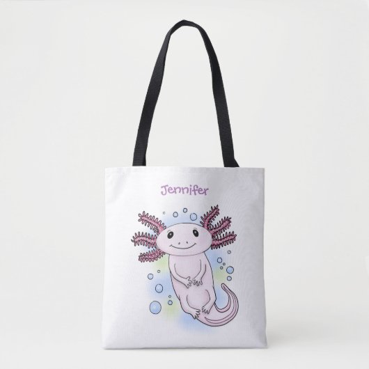 Belegend pink axolotl tote bag (Voorkant)