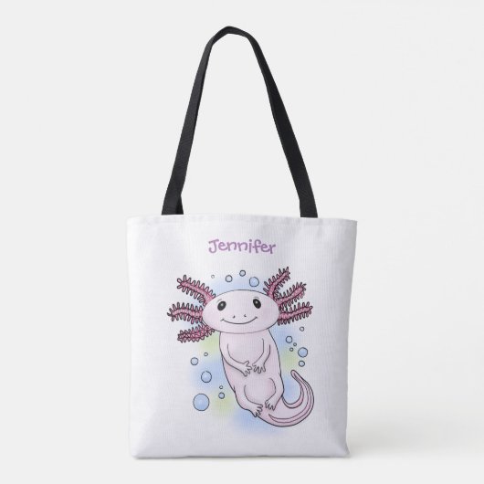 Belegend pink axolotl tote bag (Achterkant)