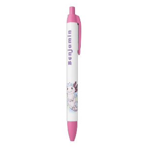 Belegend pink axolotl zwarte inkt pen