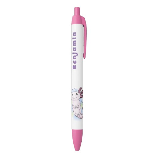 Belegend pink axolotl zwarte inkt pen (Achterkant (Verticaal))